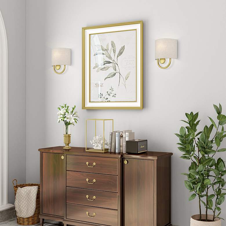 Image 7 Livex Stratton 10 1/2" High Oatmeal Fabric Soft Gold ADA Sconce more views