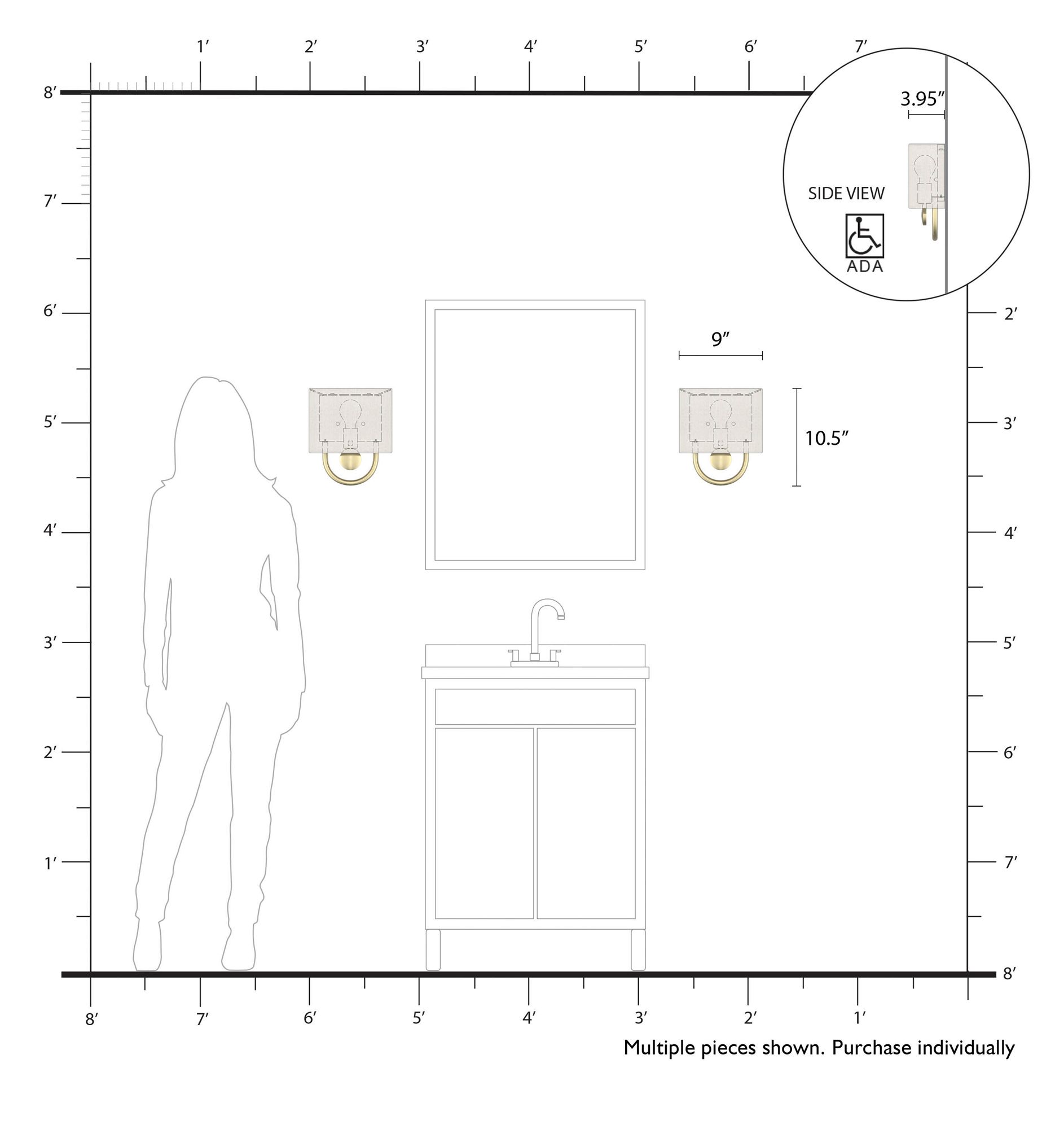 Livex Stratton 10 1/2" High Oatmeal Fabric Soft Gold ADA Sconce
