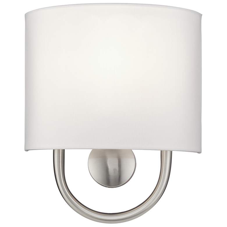 Image 1 Livex Stratton 10 1/2" High White Fabric Brushed Nickel ADA Sconce
