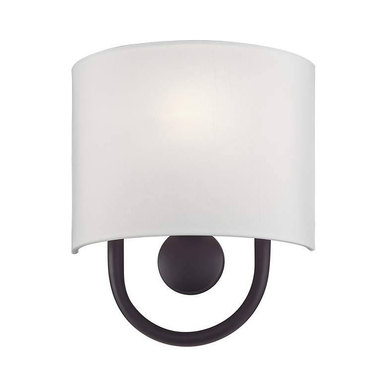 Image 3 Livex Stratton 10 1/2" High White Fabric Light Bronze ADA Wall Sconce more views