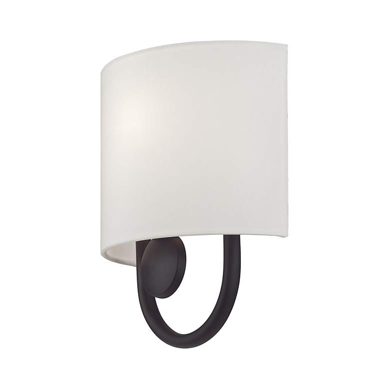Image 5 Livex Stratton 10 1/2" High White Fabric Light Bronze ADA Wall Sconce more views