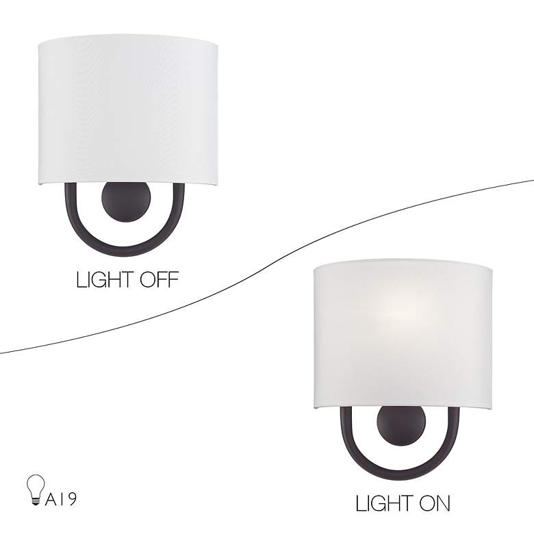 Image 7 Livex Stratton 10 1/2" High White Fabric Light Bronze ADA Wall Sconce more views