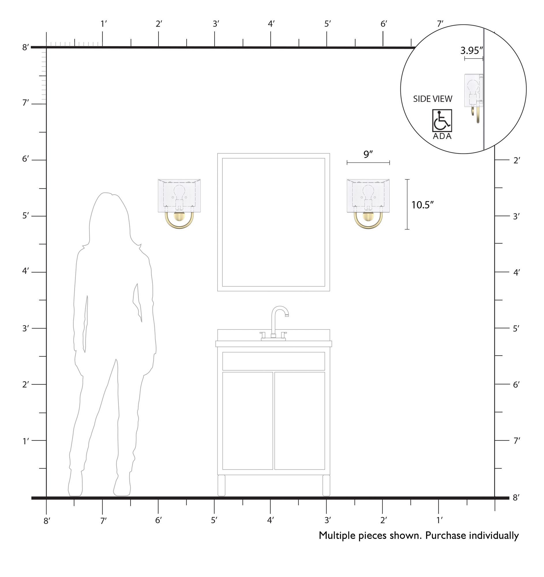 Livex Stratton 10 1/2" High White Fabric Light Gold ADA Wall Sconce