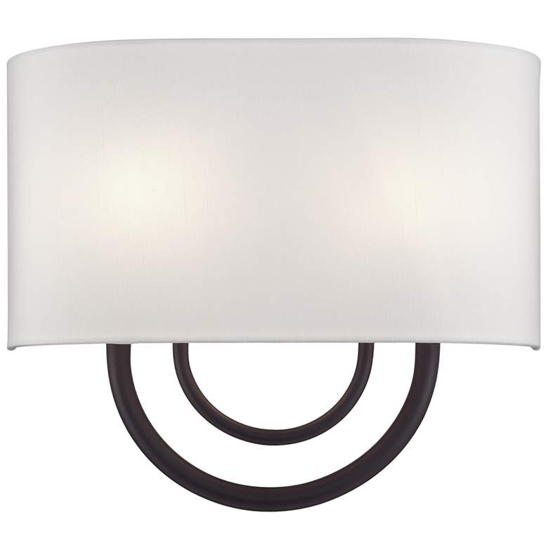 Image 1 Livex Stratton 13" Wide 2-Light ADA Bronze and White Shade Wall Sconce