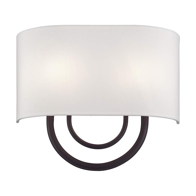 Image 3 Livex Stratton 13" Wide 2-Light ADA Bronze and White Shade Wall Sconce more views