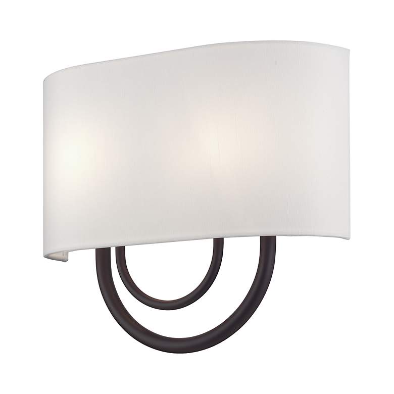 Image 4 Livex Stratton 13" Wide 2-Light ADA Bronze and White Shade Wall Sconce more views