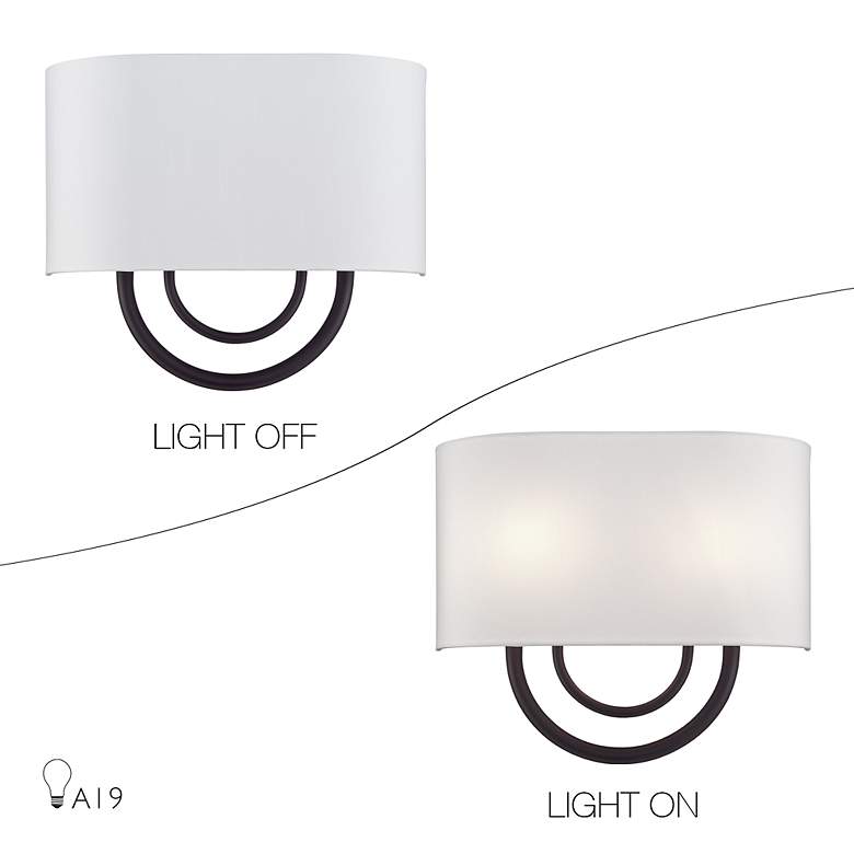 Image 7 Livex Stratton 13" Wide 2-Light ADA Bronze and White Shade Wall Sconce more views