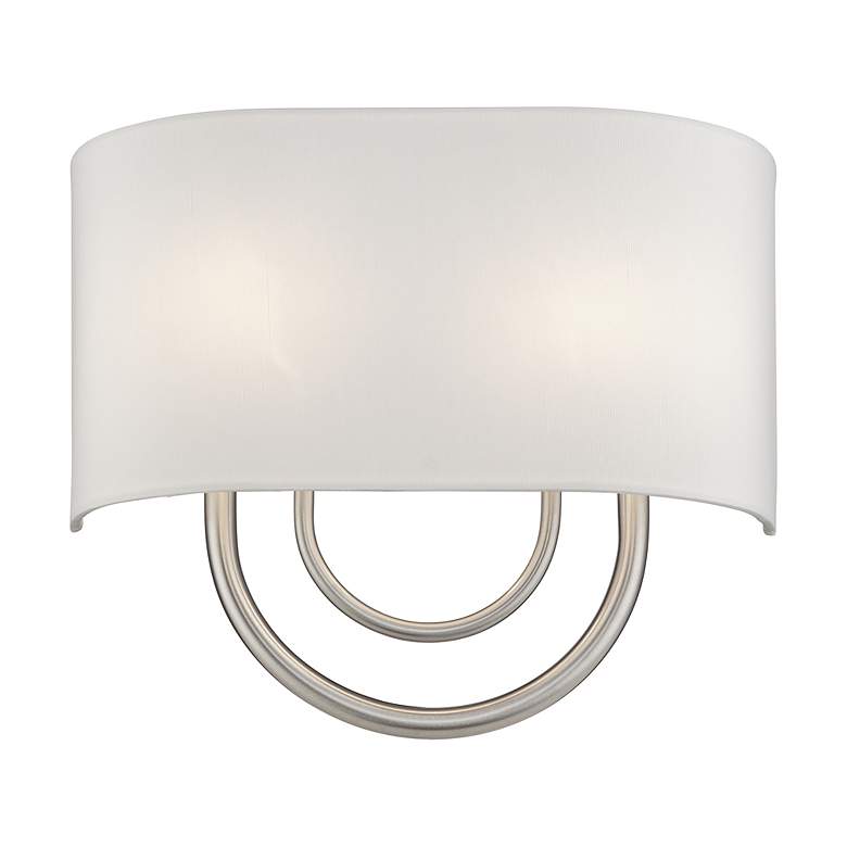 Image 3 Livex Stratton 13" Wide 2-Light Nickel and Off-White Shade ADA Sconce more views
