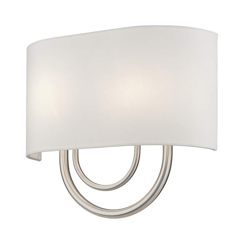 Image 4 Livex Stratton 13" Wide 2-Light Nickel and Off-White Shade ADA Sconce more views