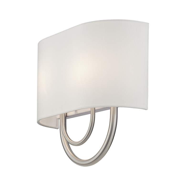 Image 5 Livex Stratton 13" Wide 2-Light Nickel and Off-White Shade ADA Sconce more views