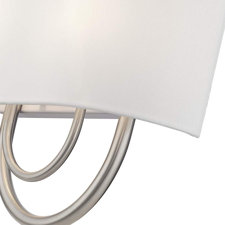 Image 6 Livex Stratton 13" Wide 2-Light Nickel and Off-White Shade ADA Sconce more views
