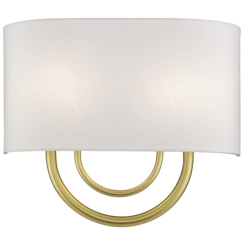 Image 1 Livex Stratton 13" Wide 2-Light Off-White Shade Gold ADA Wall Sconce