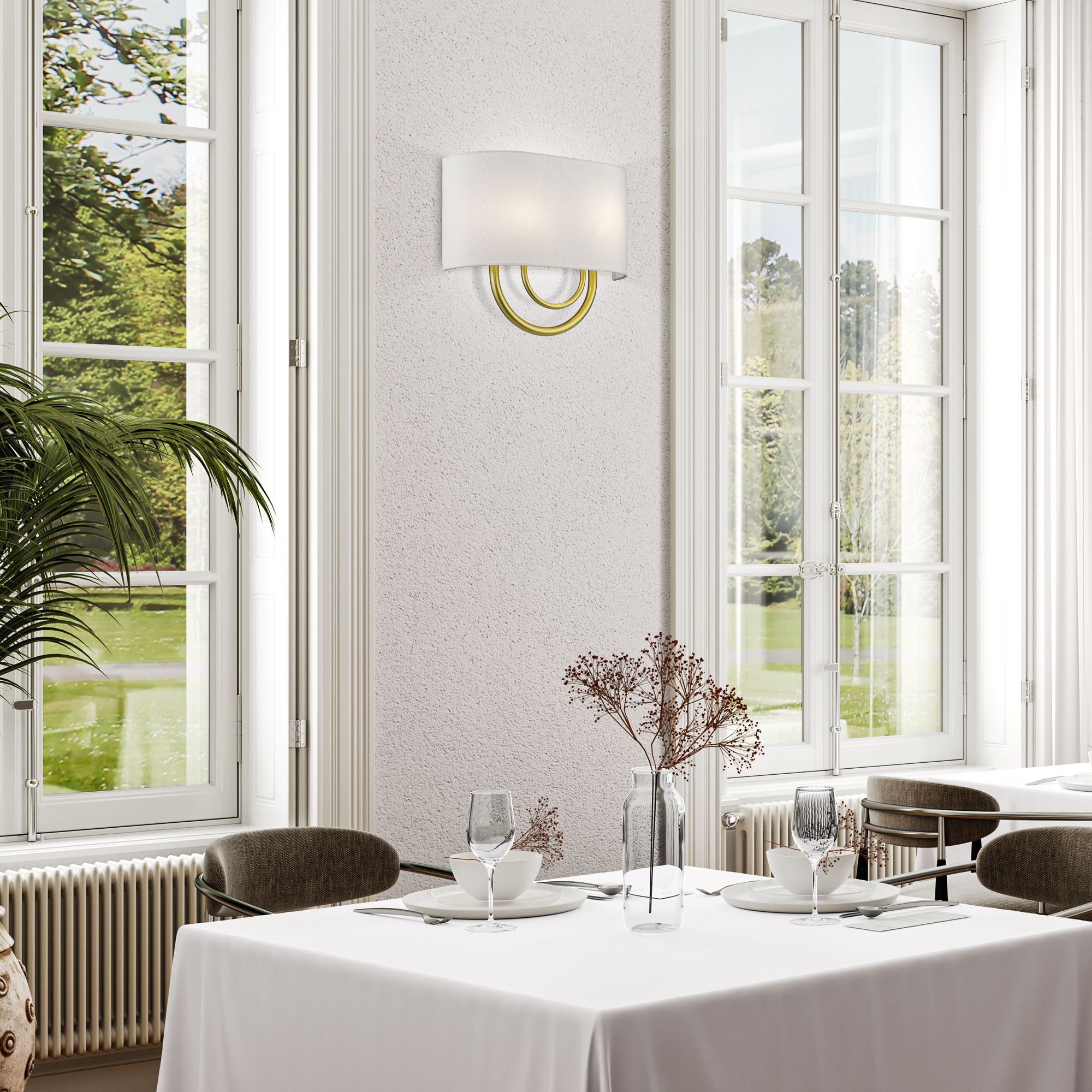 Livex Stratton 13" Wide 2-Light Off-White Shade Gold ADA Wall Sconce