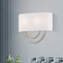 1_Livex Stratton 15" Wide 2-Light Nickel Off-White Shade ADA Sconce
