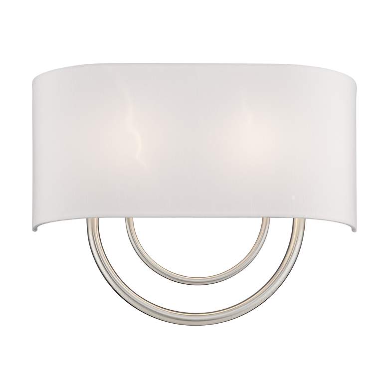 Image 3 Livex Stratton 15" Wide 2-Light Nickel Off-White Shade ADA Sconce more views