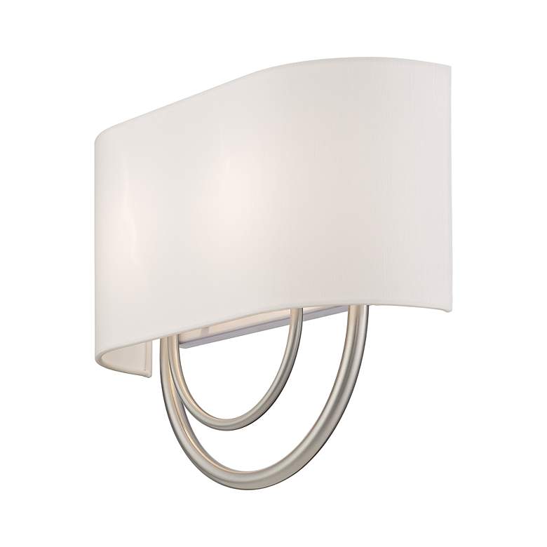 Image 5 Livex Stratton 15" Wide 2-Light Nickel Off-White Shade ADA Sconce more views