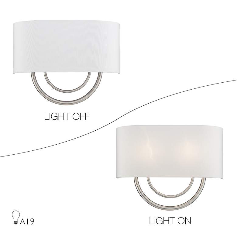Image 7 Livex Stratton 15" Wide 2-Light Nickel Off-White Shade ADA Sconce more views