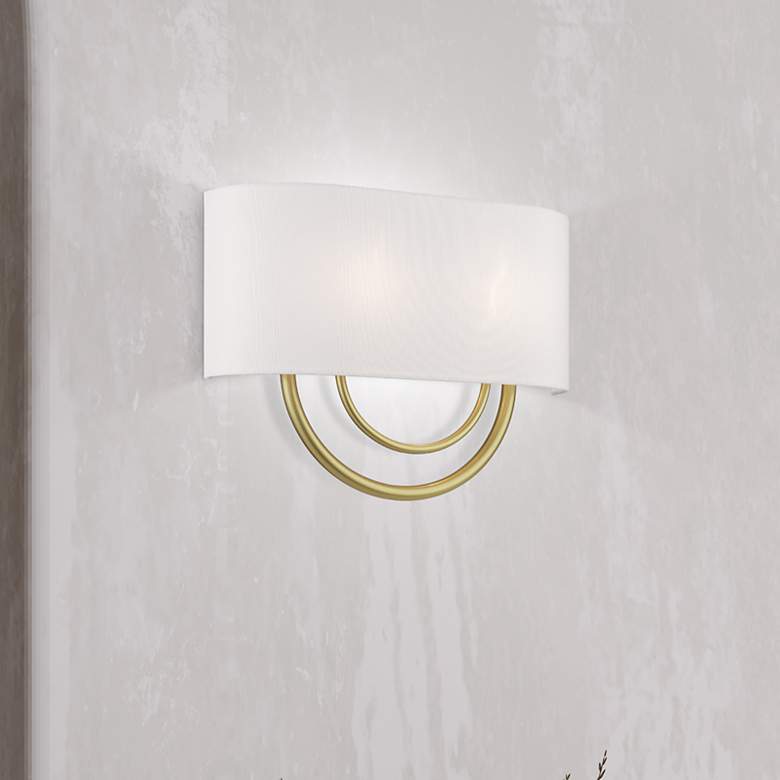 Image 1 Livex Stratton 15" Wide 2-Light Off-white and Gold ADA Wall Sconce