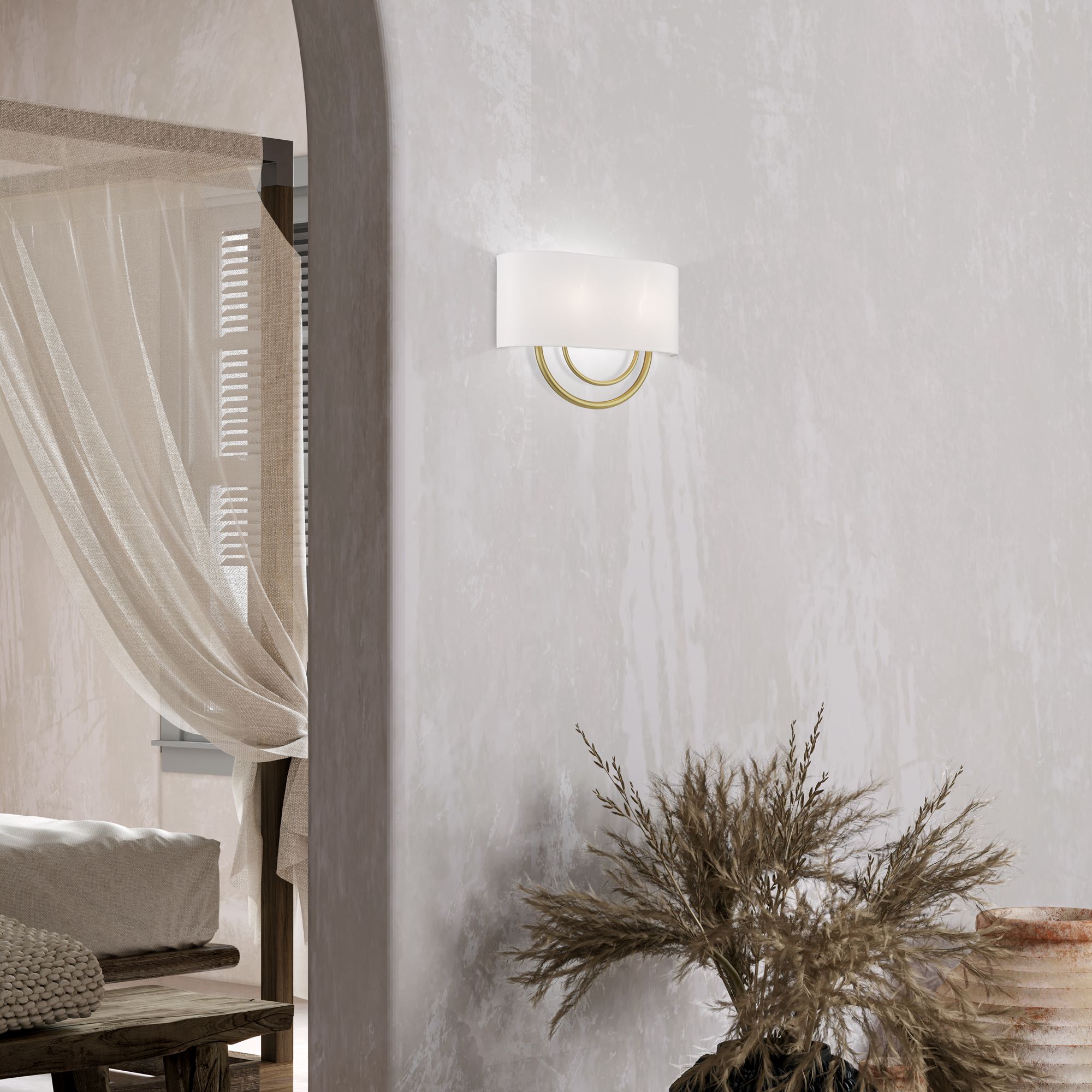 Livex Stratton 15" Wide 2-Light Off-white and Gold ADA Wall Sconce