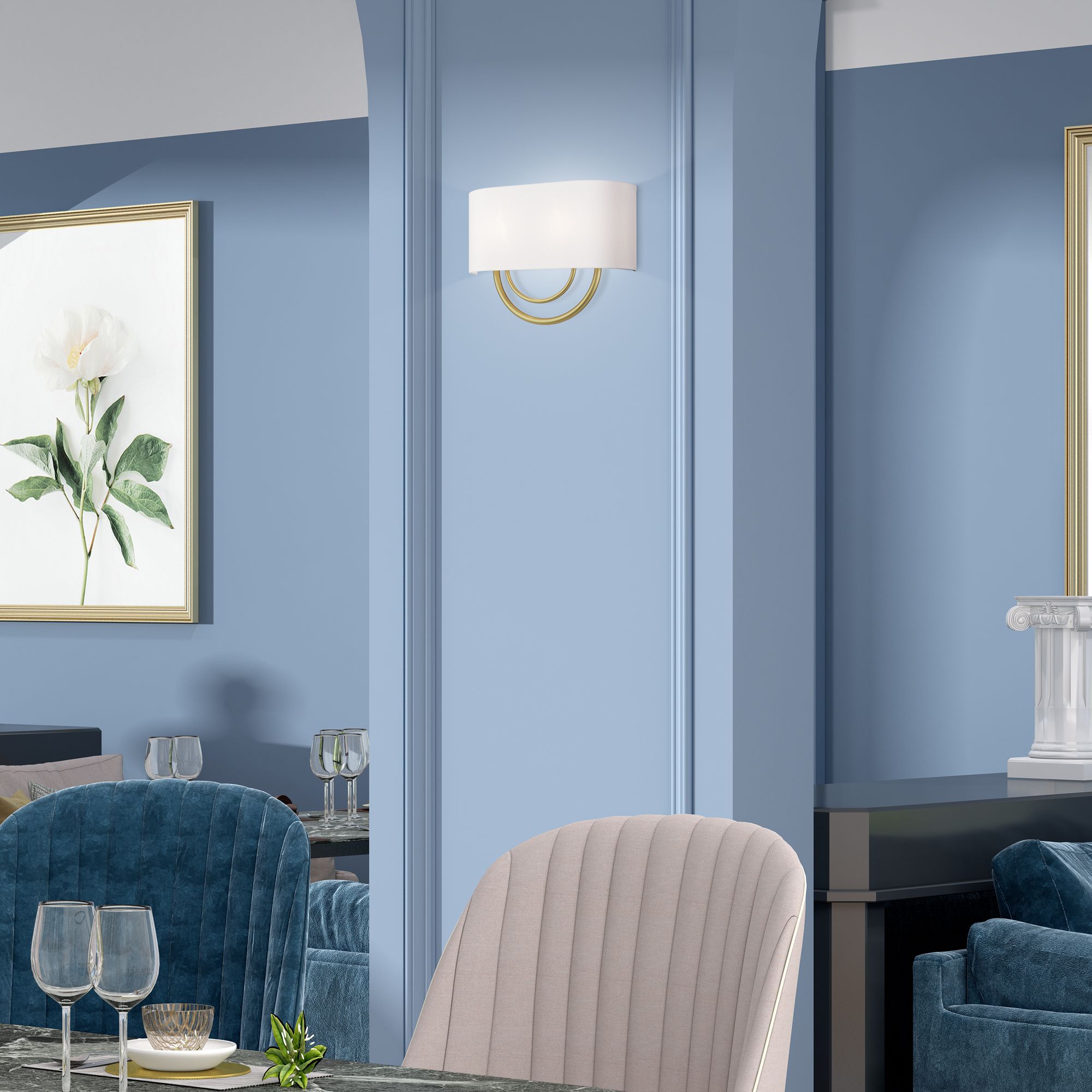 Livex Stratton 15" Wide 2-Light Off-white and Gold ADA Wall Sconce