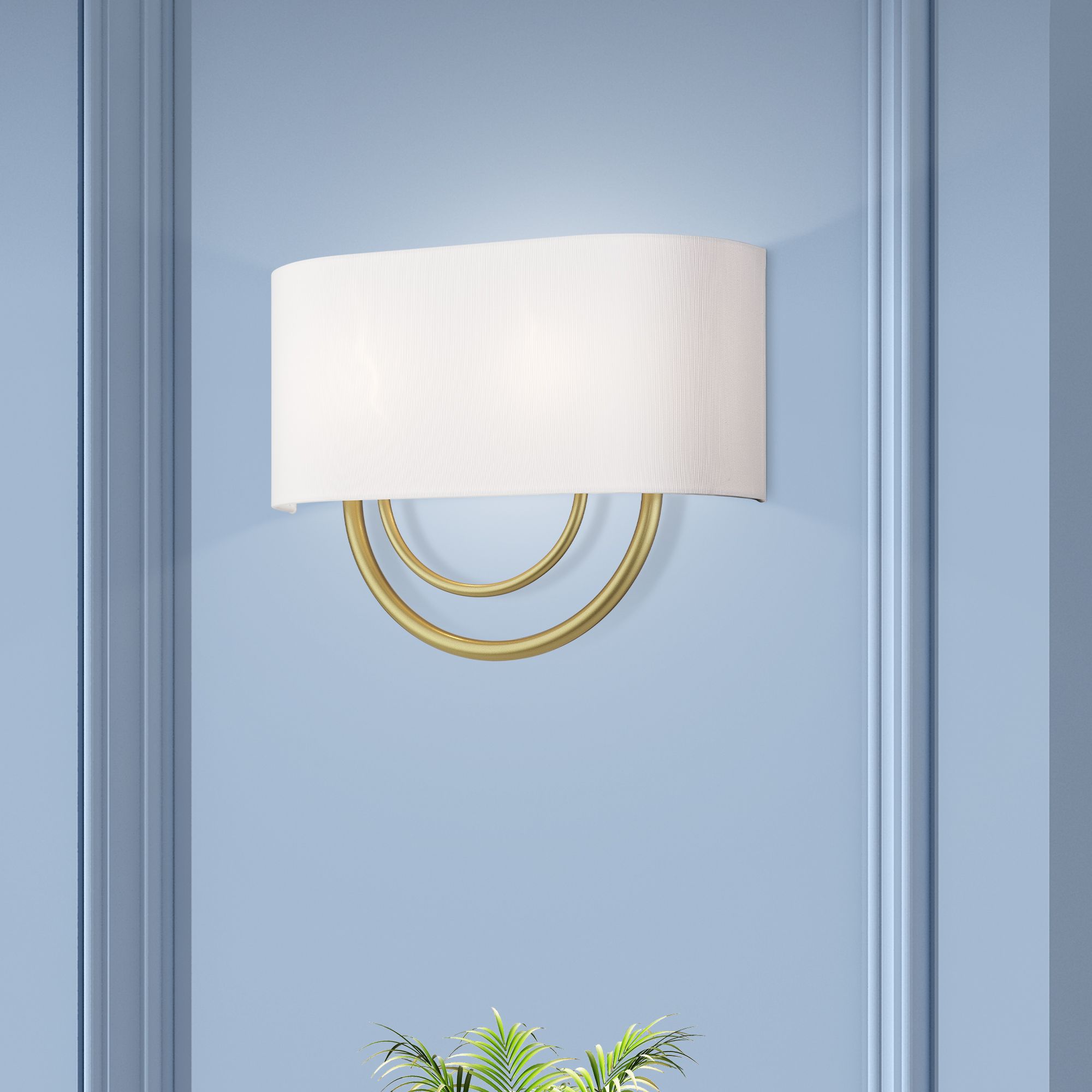 Livex Stratton 15" Wide 2-Light Off-white and Gold ADA Wall Sconce