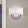 1_Livex Stratton 15" Wide Bronze with Off-White Fabric Shade ADA Sconce