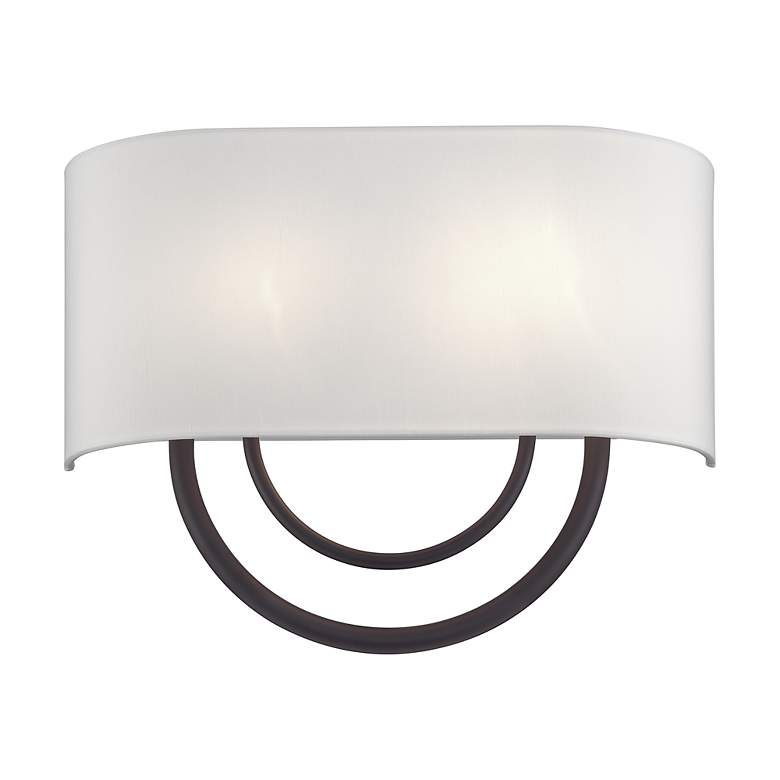Image 3 Livex Stratton 15" Wide Bronze with Off-White Fabric Shade ADA Sconce more views