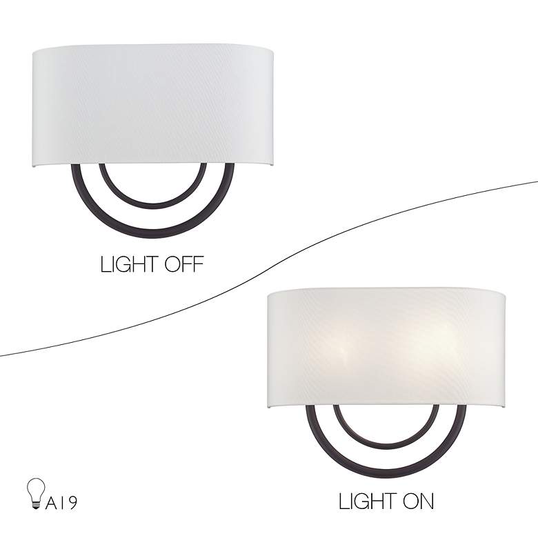 Image 7 Livex Stratton 15" Wide Bronze with Off-White Fabric Shade ADA Sconce more views