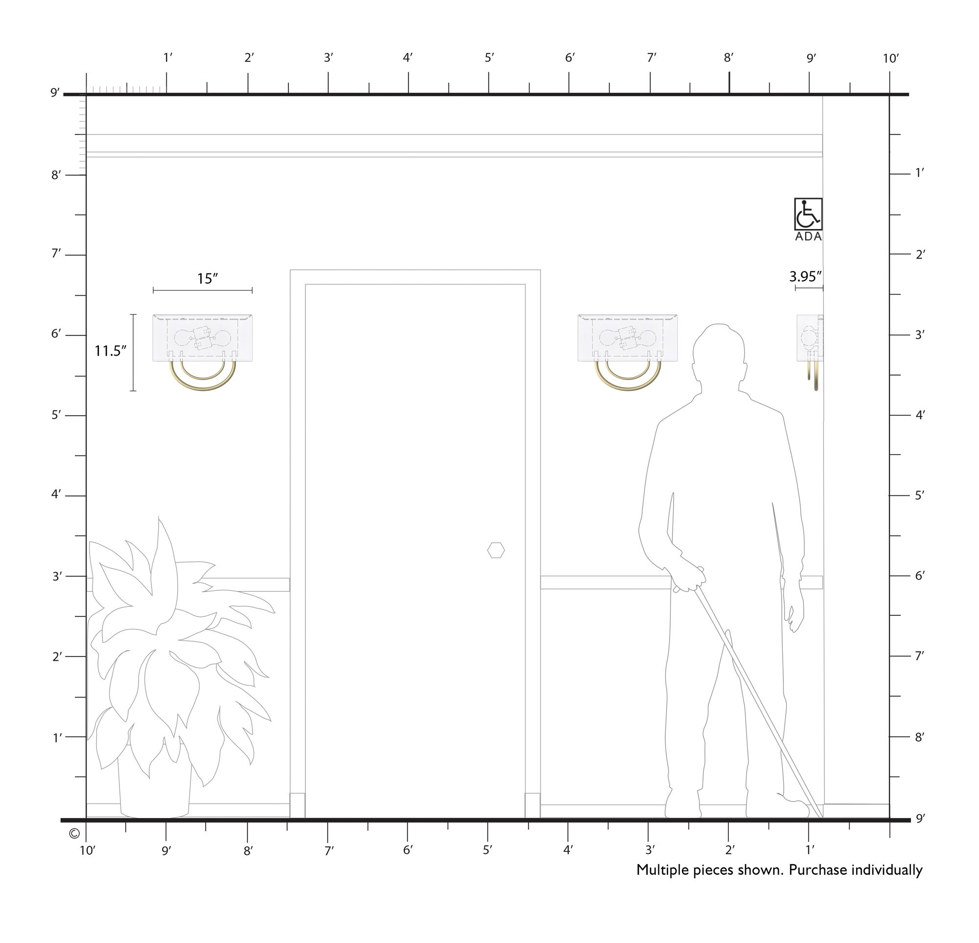 Livex Stratton 15" Wide Bronze with Off-White Fabric Shade ADA Sconce