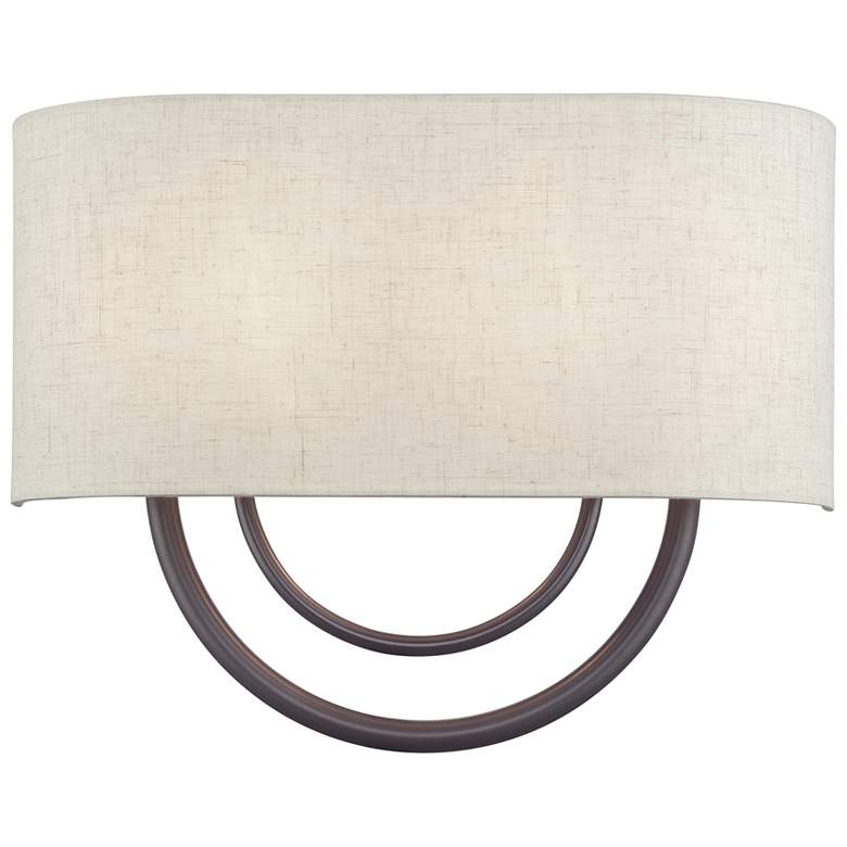 Image 1 Livex Stratton 9" Oatmeal and English Bronze 2-Light ADA Wall Sconce