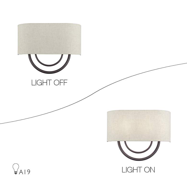 Image 7 Livex Stratton 9" Oatmeal and English Bronze 2-Light ADA Wall Sconce more views
