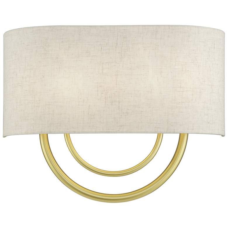 Image 1 Livex Stratton 9" Wide 2-Light Oatmeal and Gold ADA Wall Sconce