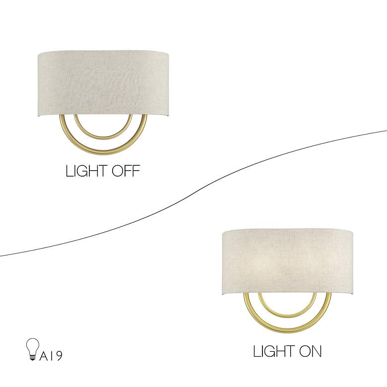 Image 7 Livex Stratton 9" Wide 2-Light Oatmeal and Gold ADA Wall Sconce more views