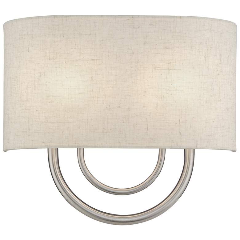 Image 1 Livex Stratton 9" Wide 2-Light Oatmeal and Nickel ADA Wall Sconce