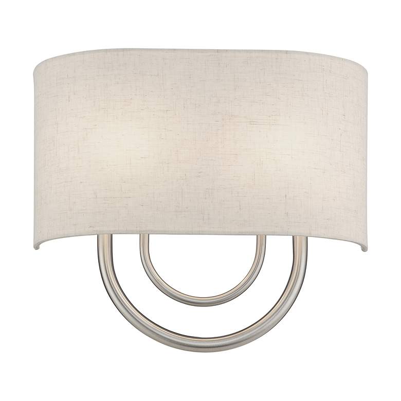 Image 3 Livex Stratton 9" Wide 2-Light Oatmeal and Nickel ADA Wall Sconce more views