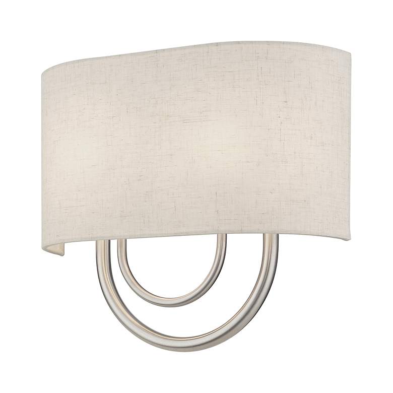 Image 4 Livex Stratton 9" Wide 2-Light Oatmeal and Nickel ADA Wall Sconce more views