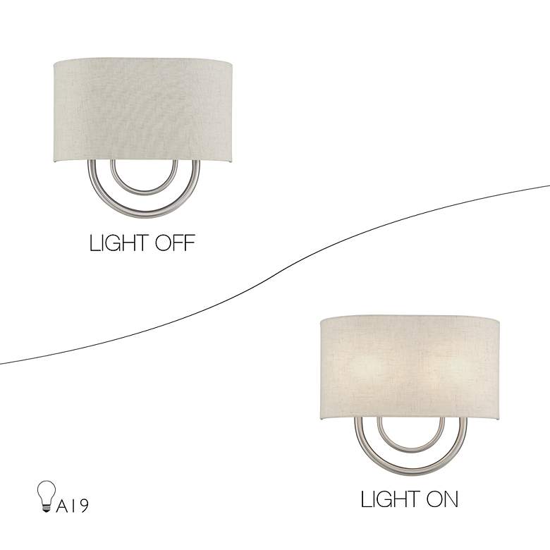 Image 7 Livex Stratton 9" Wide 2-Light Oatmeal and Nickel ADA Wall Sconce more views