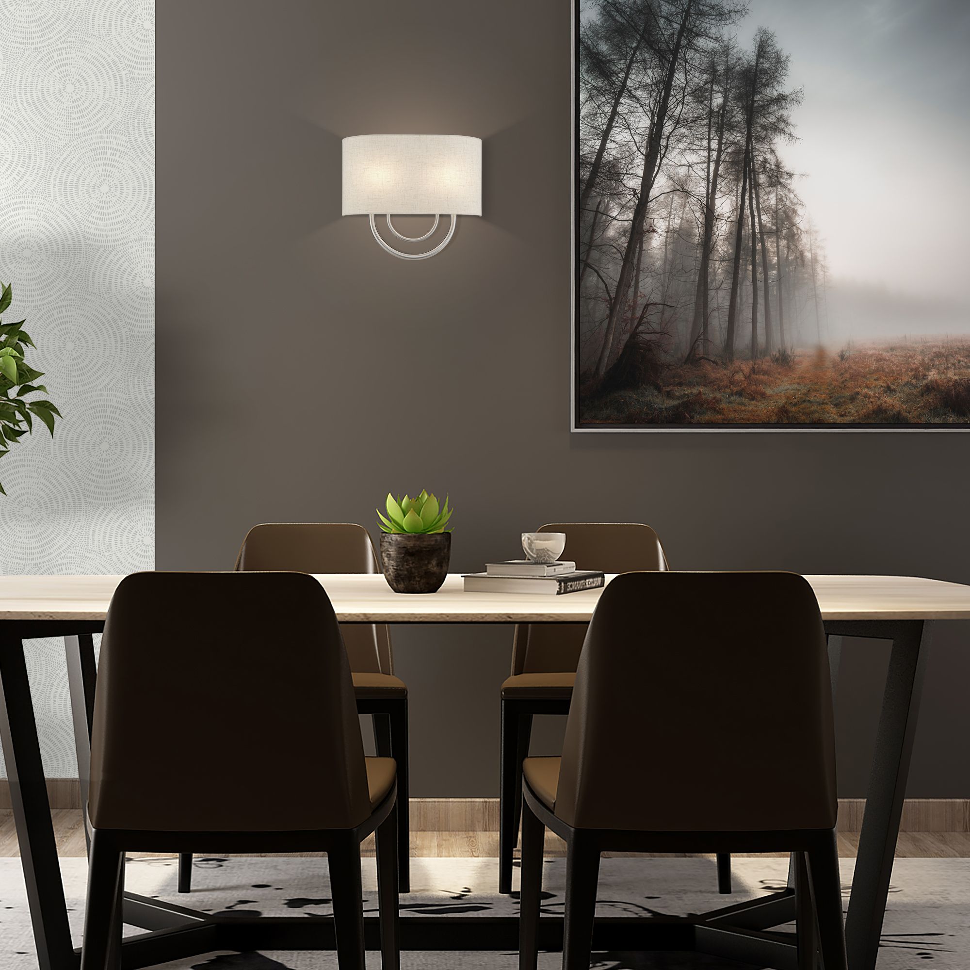 Livex Stratton 9" Wide 2-Light Oatmeal and Nickel ADA Wall Sconce