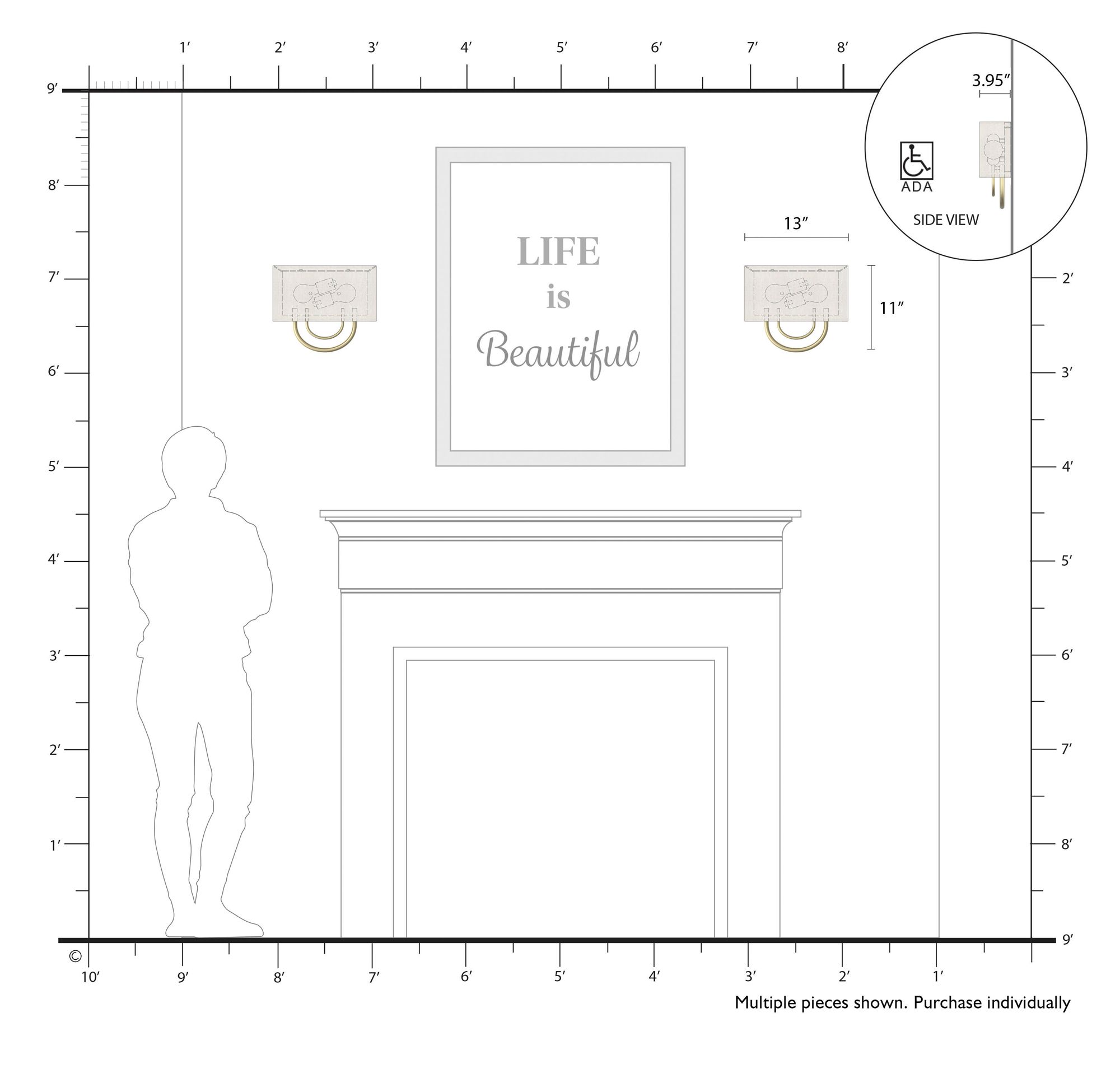 Livex Stratton 9" Wide 2-Light Oatmeal and Nickel ADA Wall Sconce