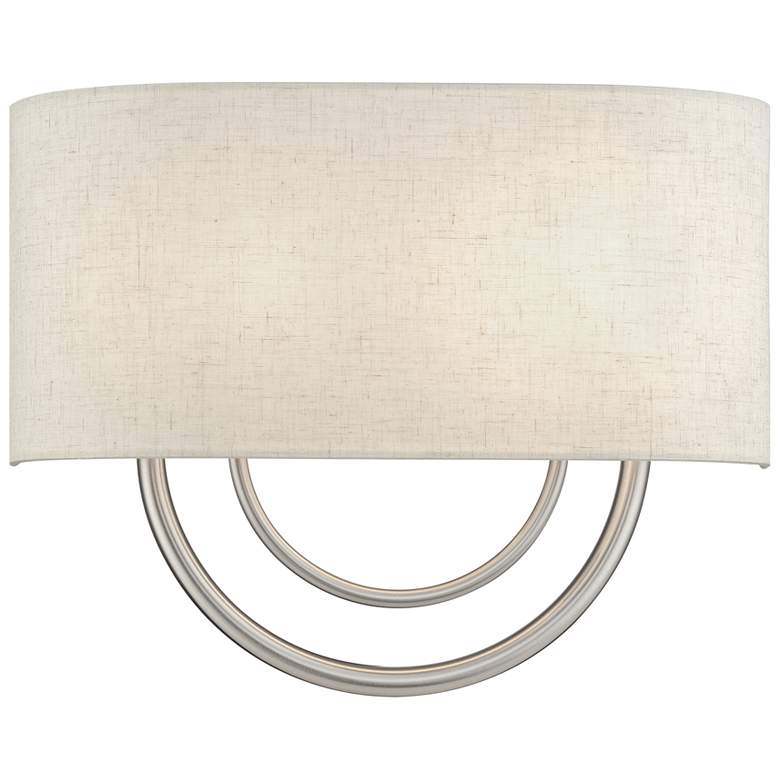 Image 1 Livex Stratton 9" Wide 2-Light Oatmeal Brushed Nickel ADA Sconce