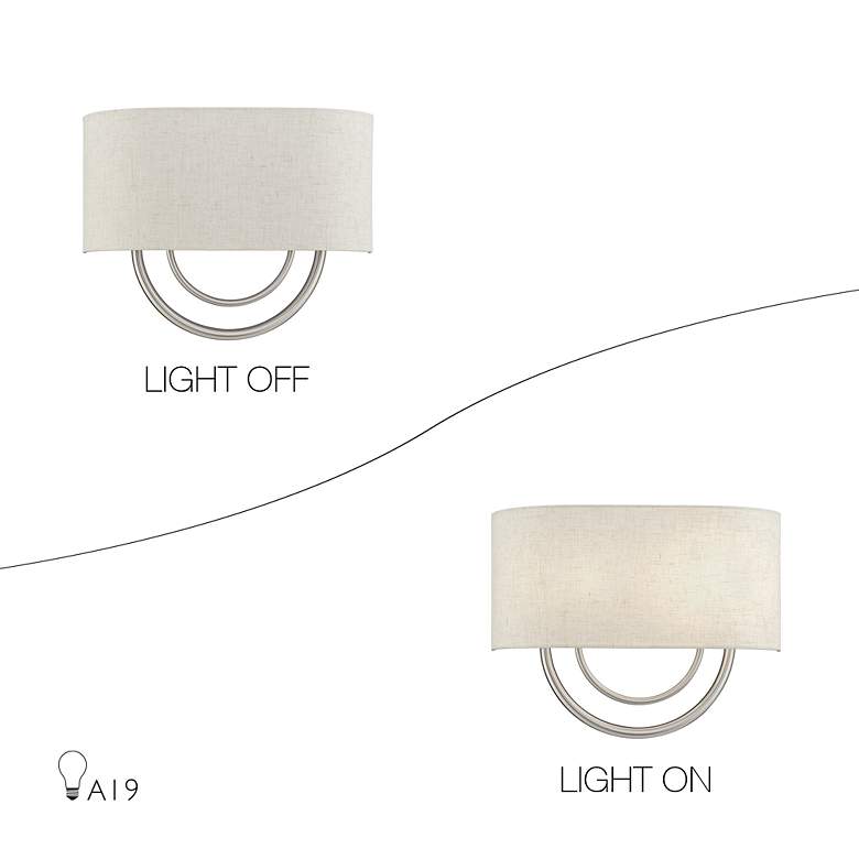 Image 7 Livex Stratton 9" Wide 2-Light Oatmeal Brushed Nickel ADA Sconce more views