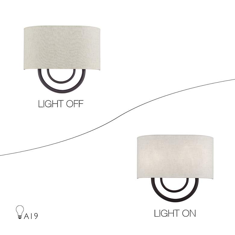 Image 7 Livex Stratton 9" Wide 2-Light Oatmeal English Bronze ADA Sconce more views