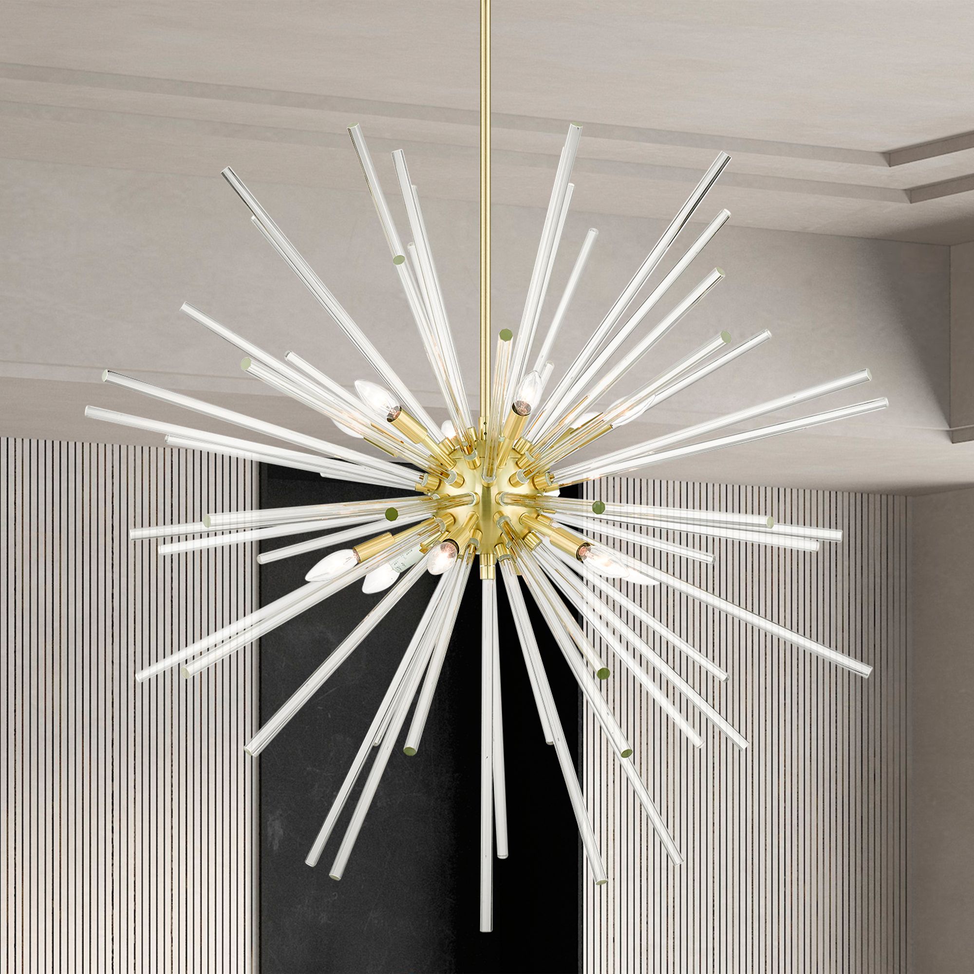 Livex Utopia 42"W Satin Brass 12-Light Sputnik Foyer Pendant