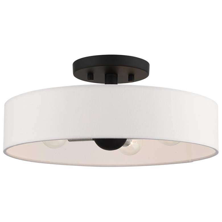 Image 1 Livex Venlo 14" Wide 4-Light Black and White Drum Semi Flush Mount