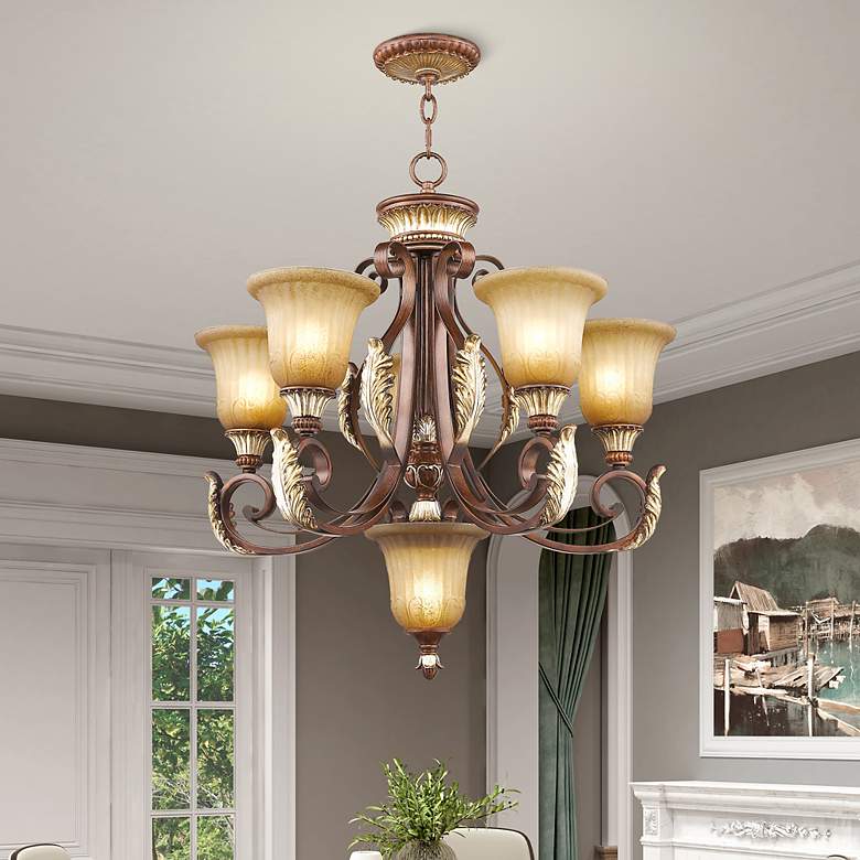 Image 1 Livex Villa 26" Wide Verona Bronze 6-Light Chandelier