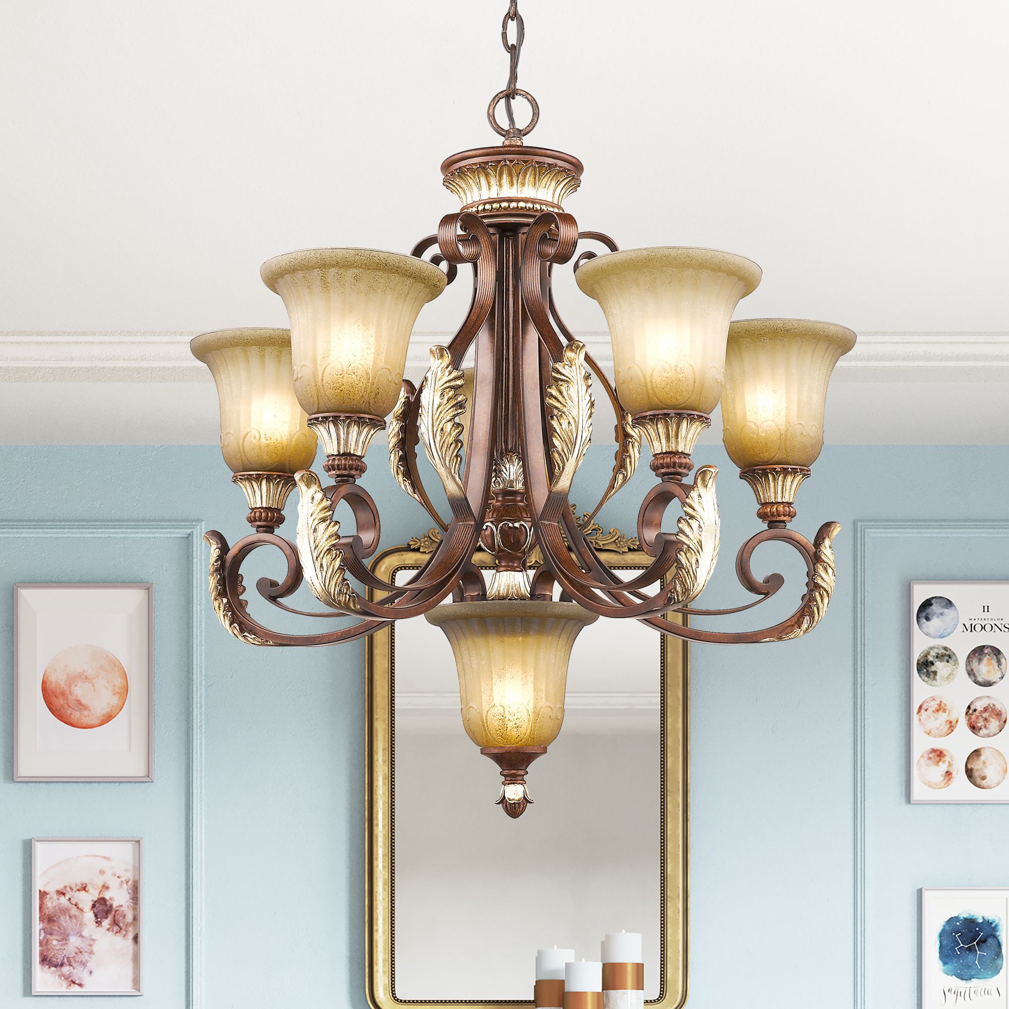 Livex Villa 26" Wide Verona Bronze 6-Light Chandelier