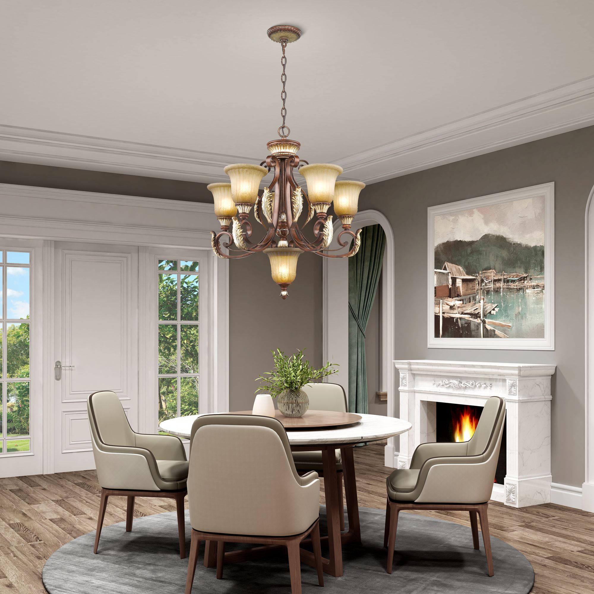Livex Villa 26" Wide Verona Bronze 6-Light Chandelier