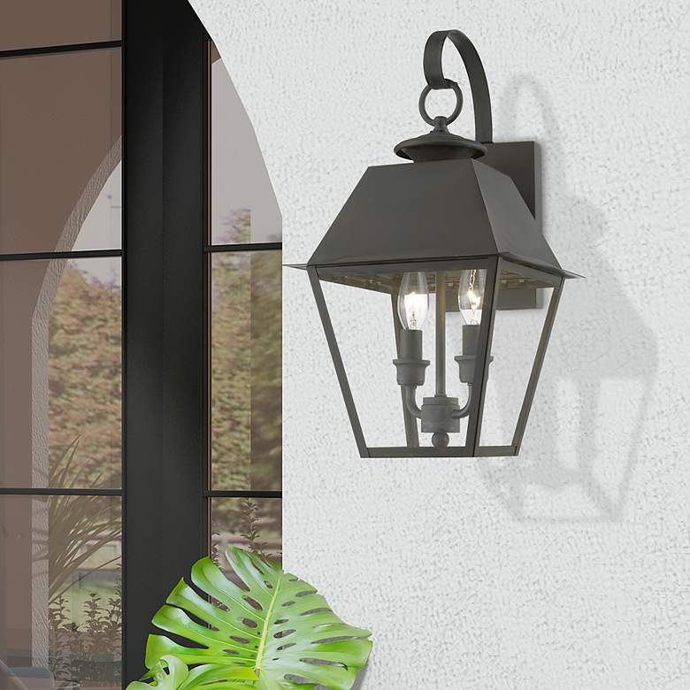 Image 1 Livex Wentworth 16 1/2"H Charcoal 2-Light Outdoor Wall Light
