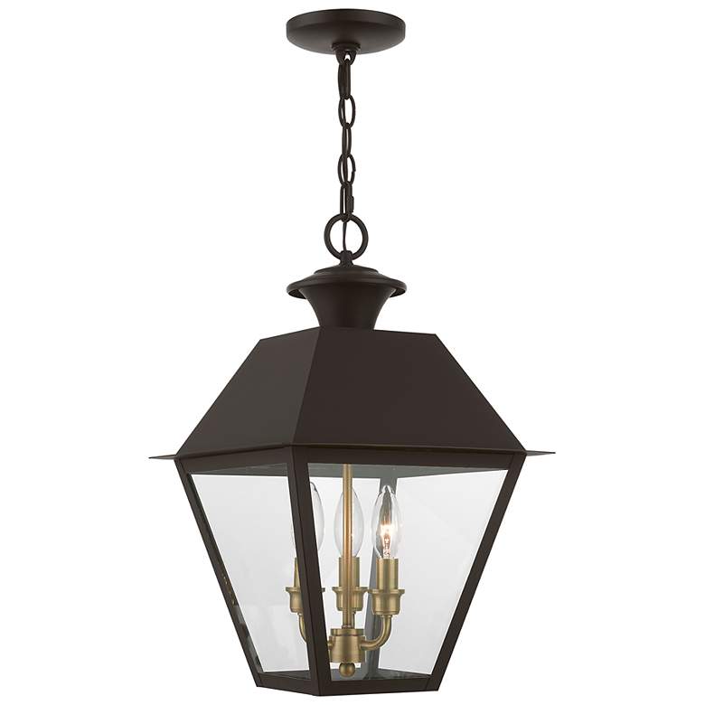 Image 2 Livex Wentworth 19"H Bronze and Brass Outdoor Hanging Light