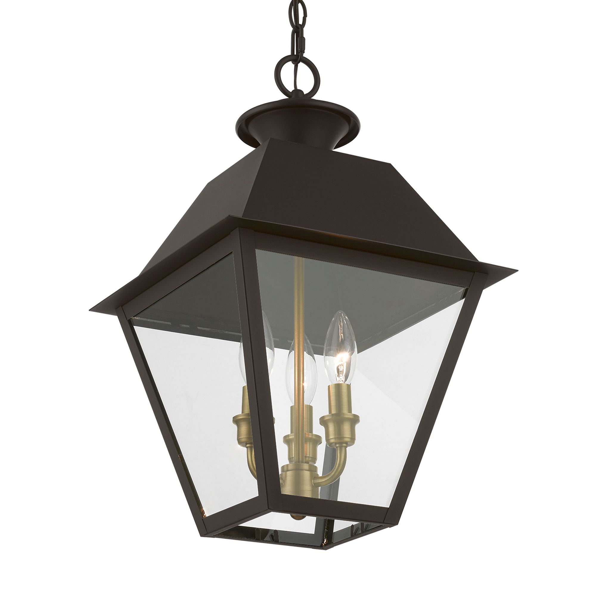 Image 4 Livex Wentworth 19"H Bronze and Brass Outdoor Hanging Light more views